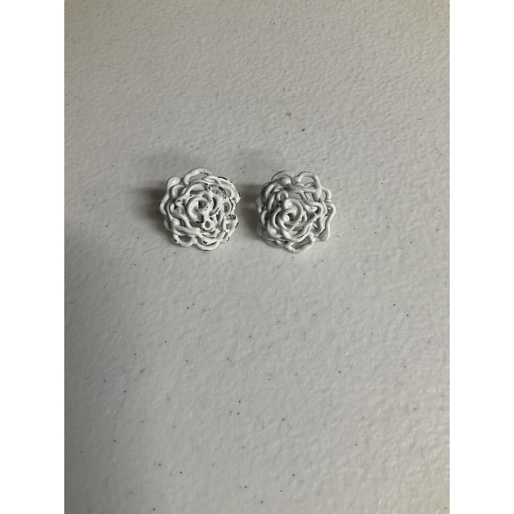 NAPIER White Rose Swirl Effect Clip On Earrings